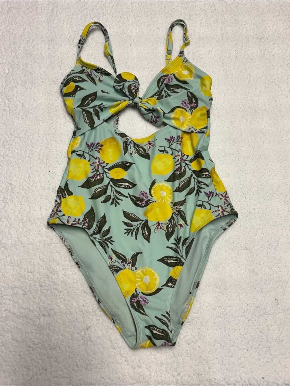 Adore Me small lemon Floral-Trim One-Piece Swimsuit